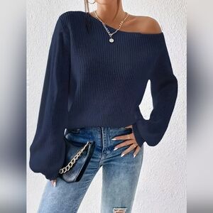 SHEIN Navy Off-Shoulder Sweater